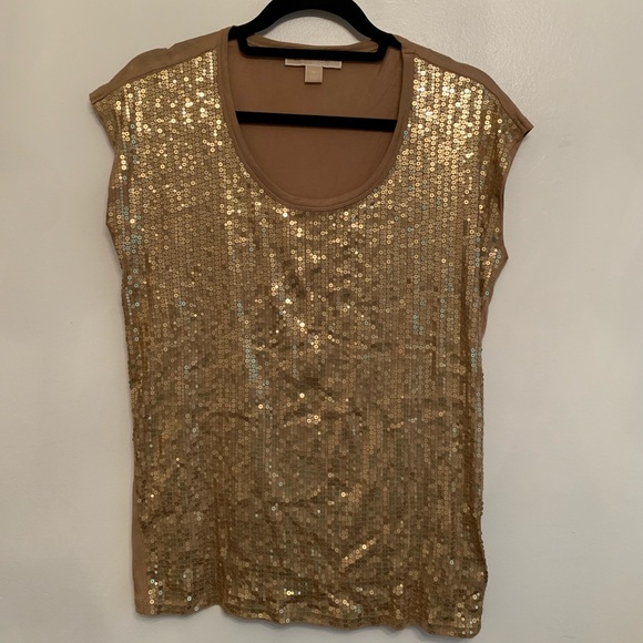 MICHAEL Michael Kors Tops - ⭐️3/$25⭐️ Michael Kors Gold Sequinned Top Blouse